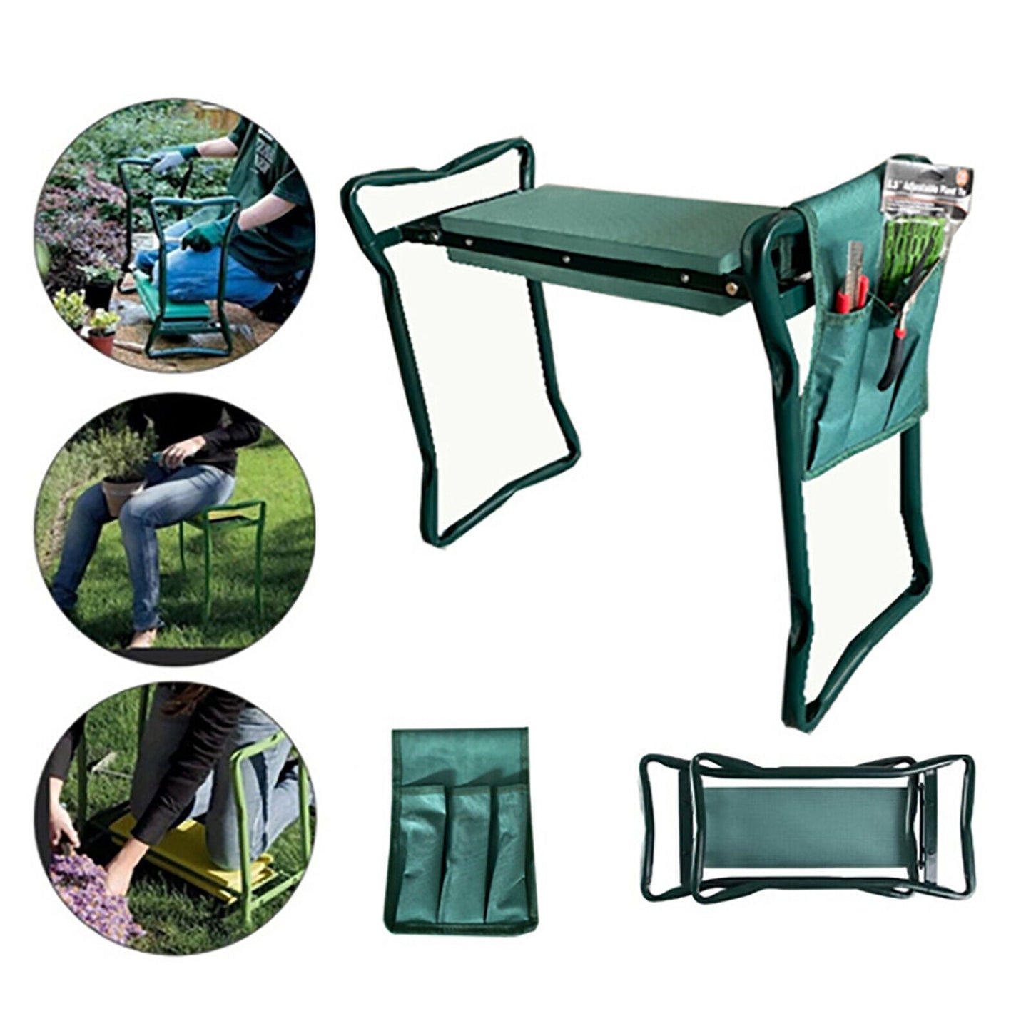 Miumaeov Garden Folding Stool Garden Kneeler with Eva Cushion and 2 To