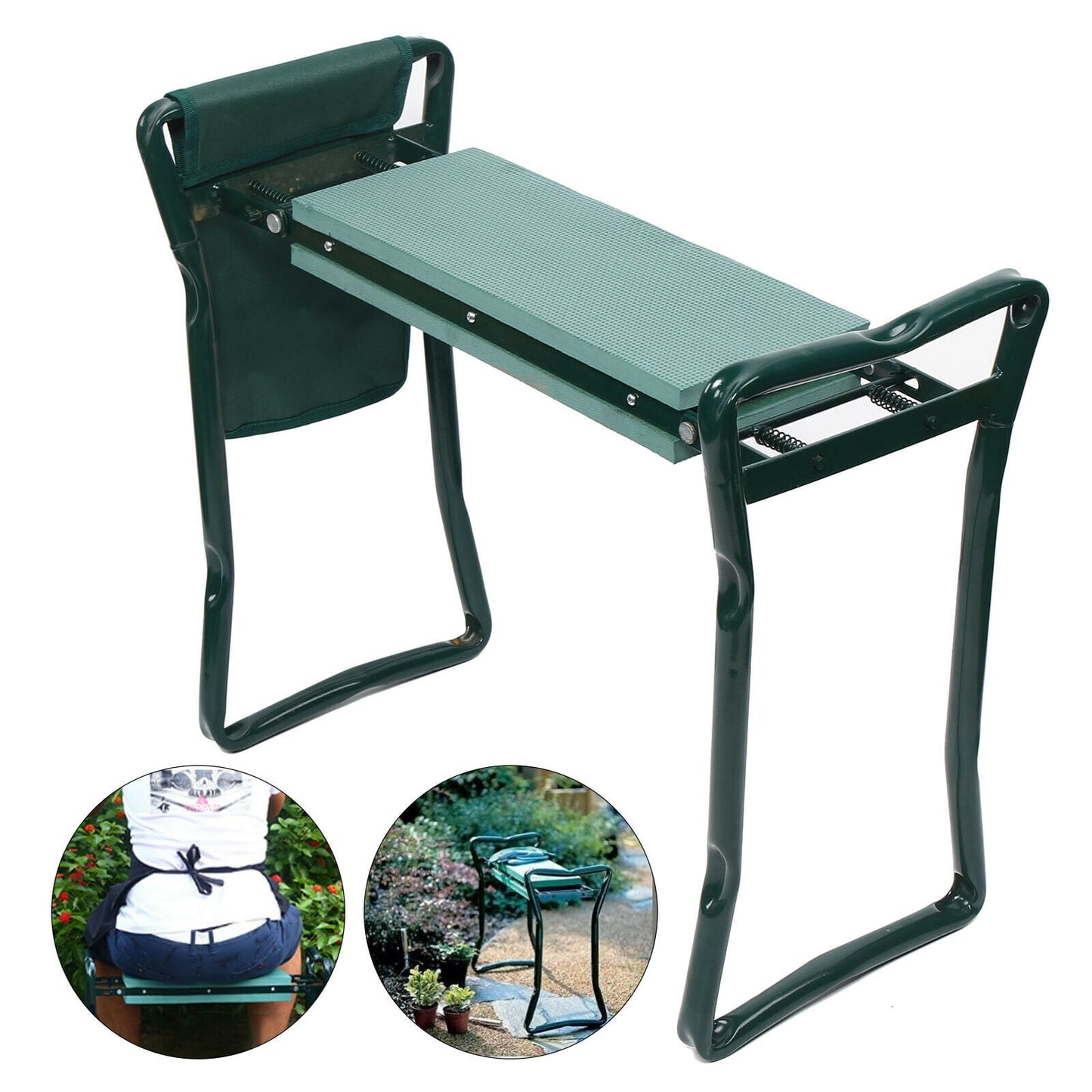 Miumaeov Garden Folding Stool Garden Kneeler with Eva Cushion and 2 To