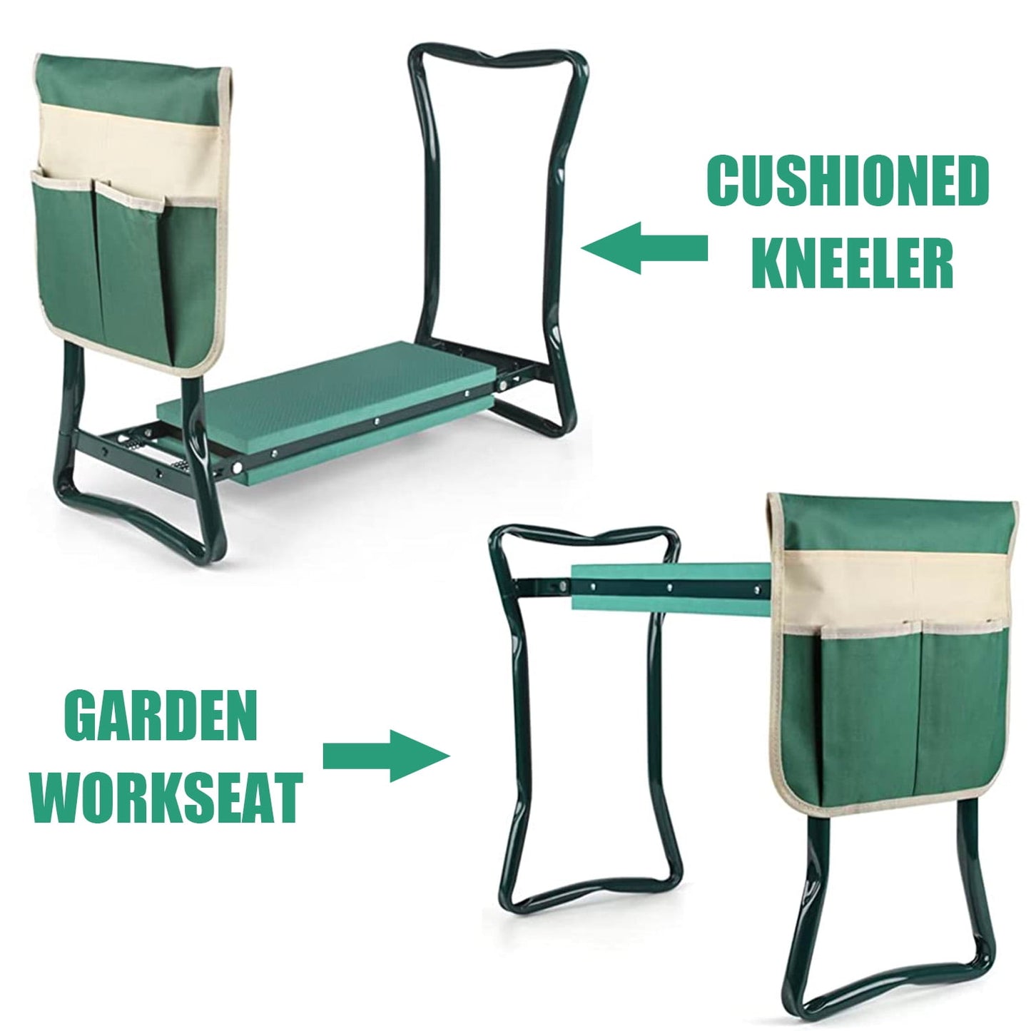 Garden Kneeler and Seat, Soft EVA Kneeling Pad Stool with Tool Pouch,