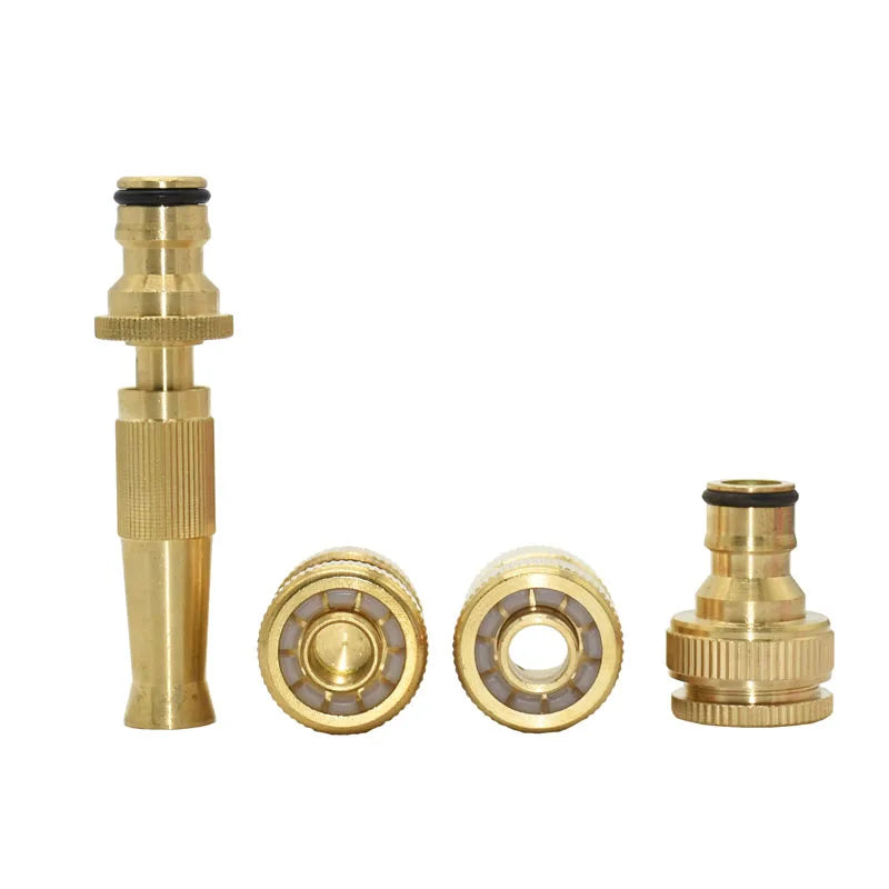 Metal Hose Nozzle High Pressure Garden Auto Car Washing Water Gun Sprayer Irrigation Sprinkler Adjustable Copper Nozzle 1Set