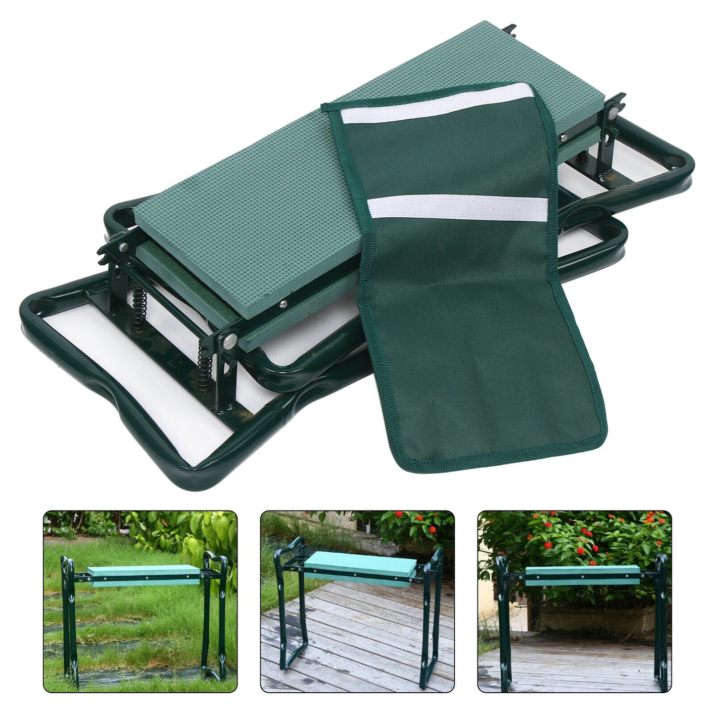 Miumaeov Garden Folding Stool Garden Kneeler with Eva Cushion and 2 To