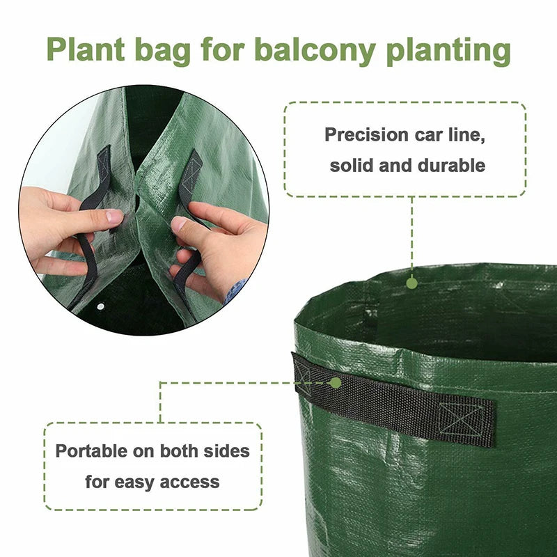 Potato Grow Bags PE Vegetable Grow Bags with Handle Thickened Vegetable Onion Plant Bag Outdoor Garden Pots 3/5/7/10 Gallon