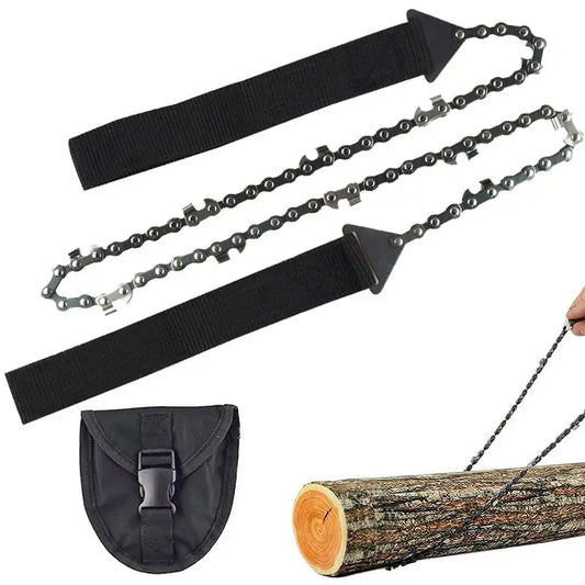 Pocket Chainsaw 25inches 11 Teeth Long Chain Hand Saw Folding Camping Saws with Handle Survival Gear for Camping Backpacking