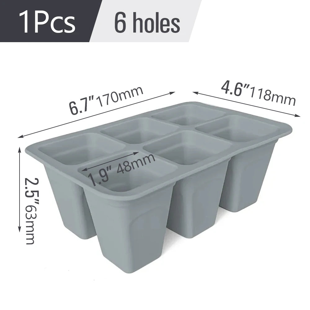 Silicone 4/6/12 Cell Seed Starting Tray Indoor Garden Nursery Pots Seedling Germination Container Propagation Grow Box Reusable