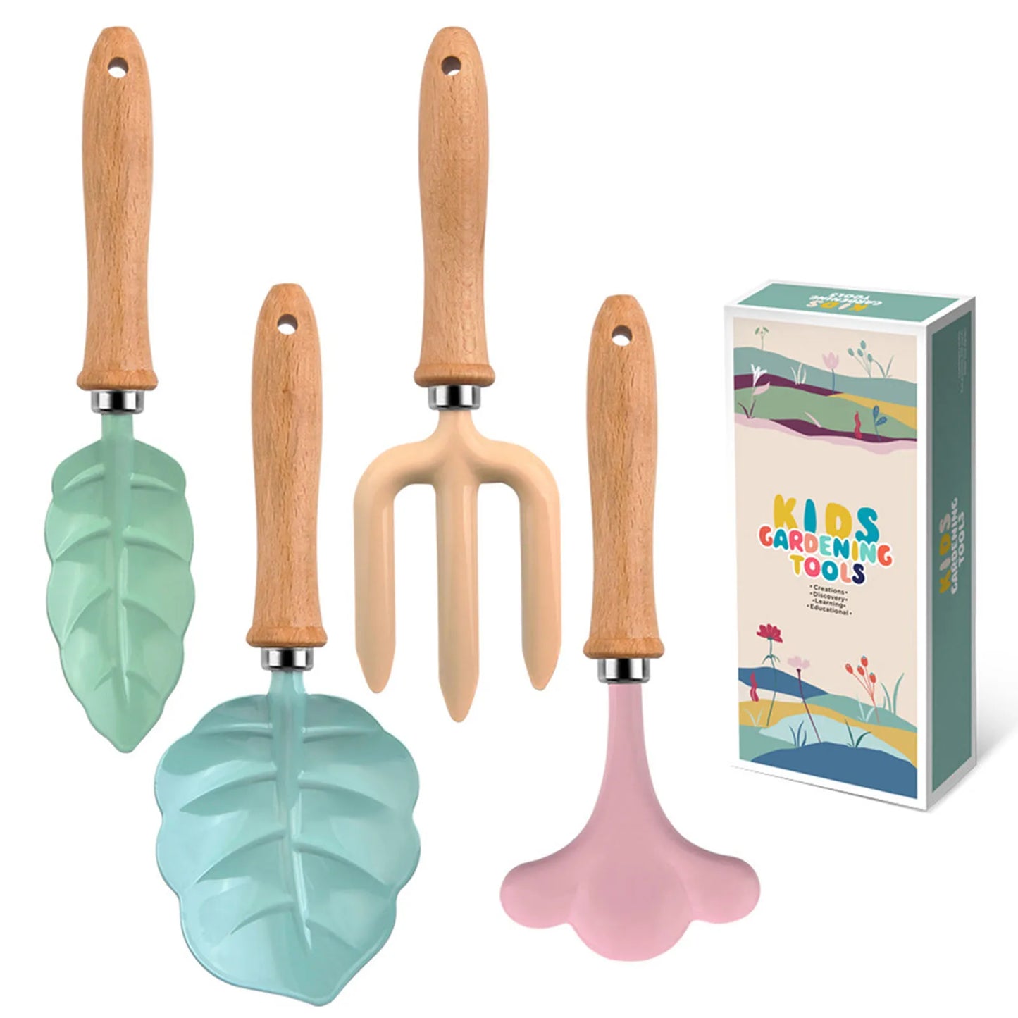 Little Gardener Tool Set Kids Garden Shovel Rake Fork with Sturdy Wooden Handle Mini Garden Tools for Kids Gardening Set