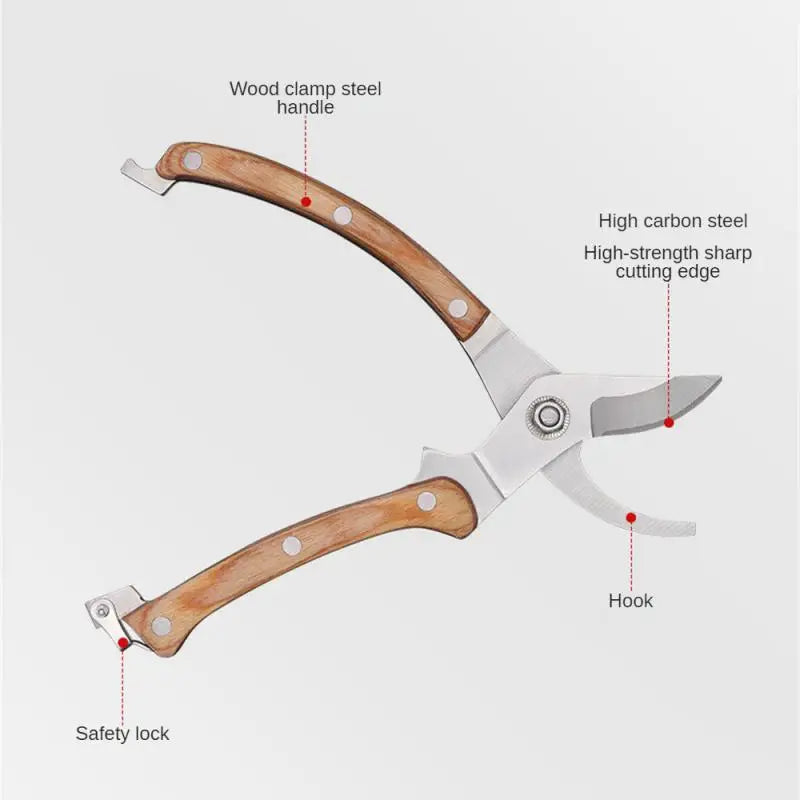 Pruning Shears Wood Handle Professional Multifunctional Labor-saving Garden Tools Pruner Garden Scissors Tree Trimmers