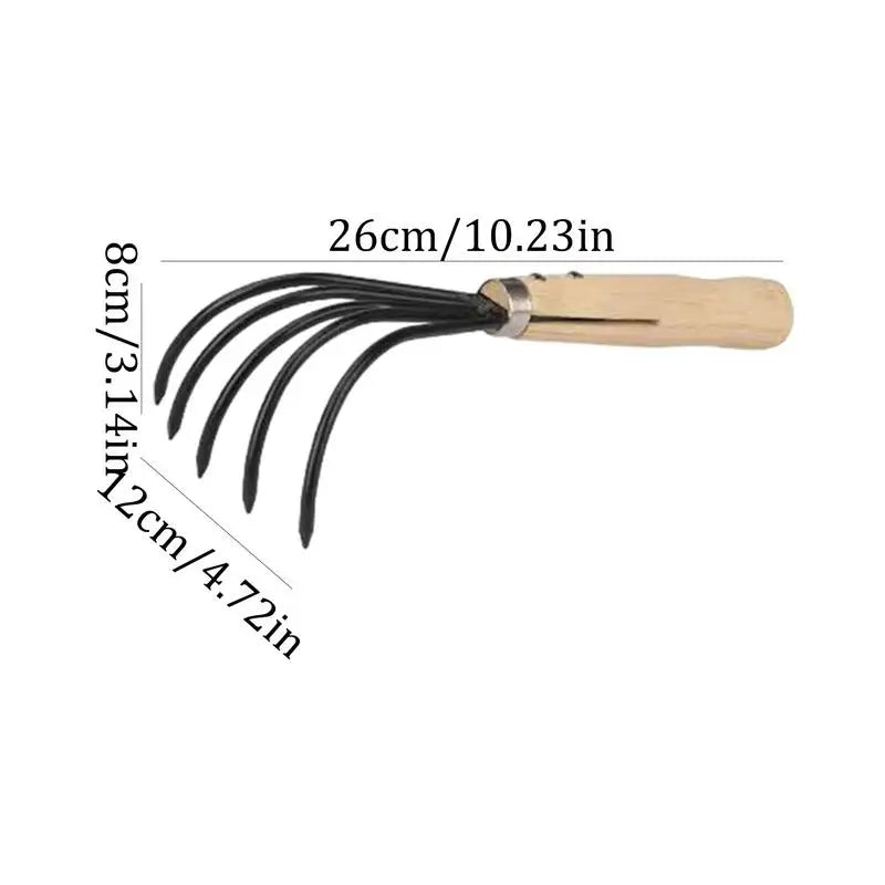 Multifunctional Anti-bending Hoe And Cultivation With Wooden Handle Heavy Duty Rake Tool for Gardening Weeding & Tilling Soil