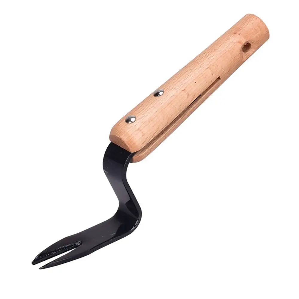 Shovel Hand Weeder Portable Garden Gadget Root Remover Forked Head Trimming Tools Wooden Handle Weed Puller Garden