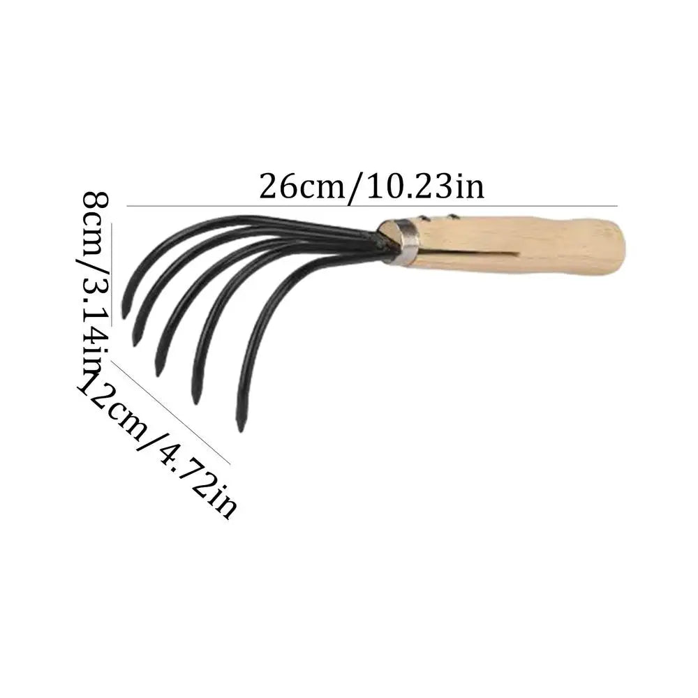 Multifunctional Anti-bending Hoe And Cultivation With Wooden Handle Heavy Duty Rake Tool for Gardening Weeding & Tilling Soil