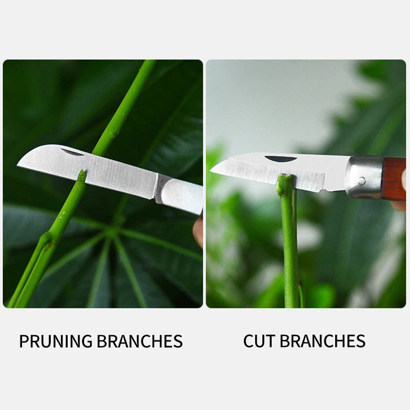 Garden Folding Grafting Knife Bonsai Cutting Pruning Tools For Fruit Tree Professional Cutter Wooden Handle Stainless Steel