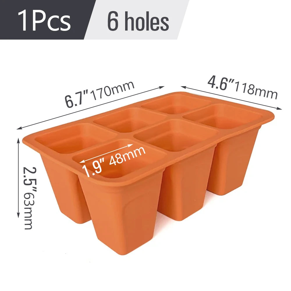 Silicone 4/6/12 Cell Seed Starting Tray Indoor Garden Nursery Pots Seedling Germination Container Propagation Grow Box Reusable