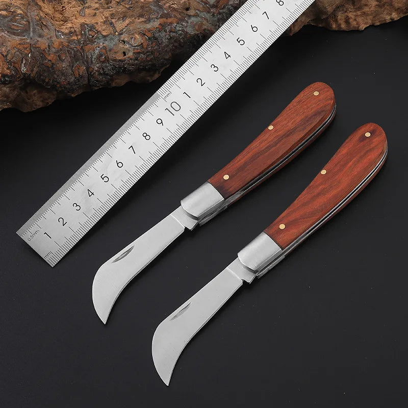 Garden Folding Grafting Knife Bonsai Cutting Pruning Tools For Fruit Tree Professional Cutter Wooden Handle Stainless Steel