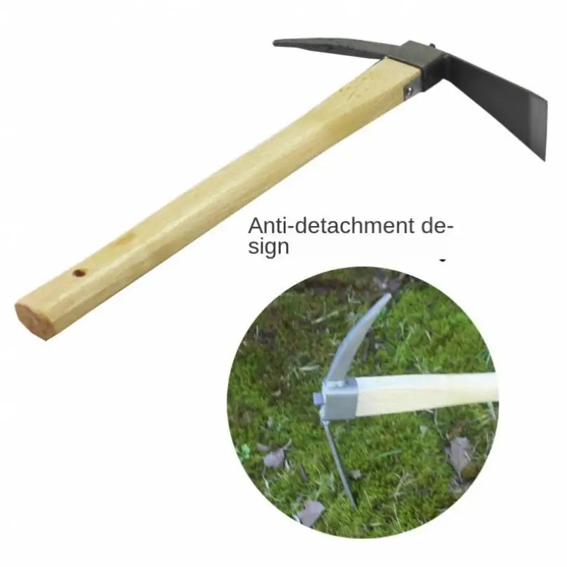 Multifunctional Steel Loosening Soil Weeding Gardening Horn Hoe for Gardening Tools, Portable Wooden Handle Small Hoe Hand Tools