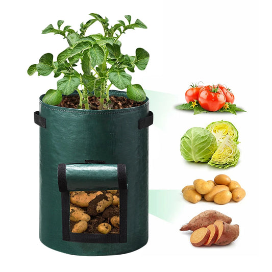 7 Gallons Potato Grow Container Bag DIY Planter PE Cloth Planting Vegetable Gardening Thicken Pot Planting Grow Bag Garden Tool