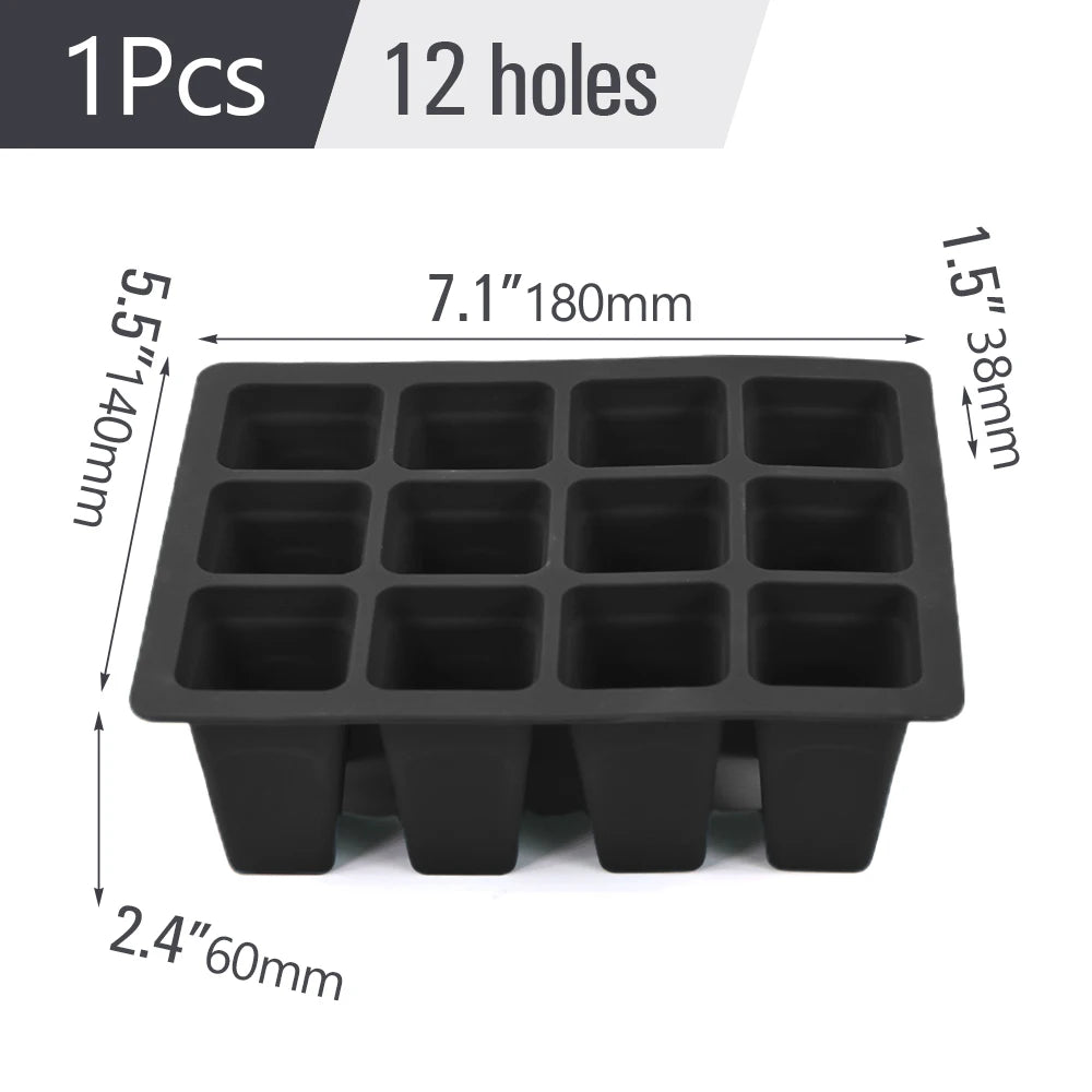 Silicone 4/6/12 Cell Seed Starting Tray Indoor Garden Nursery Pots Seedling Germination Container Propagation Grow Box Reusable