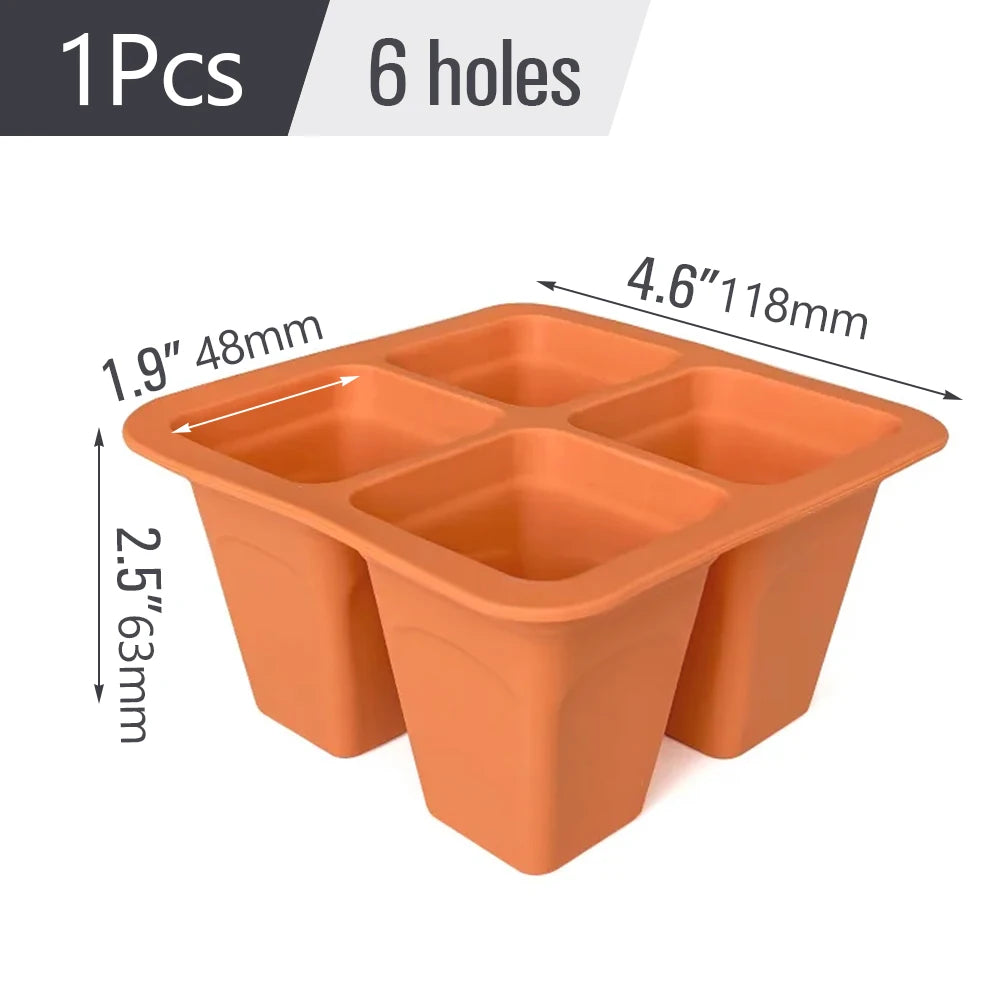 Silicone 4/6/12 Cell Seed Starting Tray Indoor Garden Nursery Pots Seedling Germination Container Propagation Grow Box Reusable