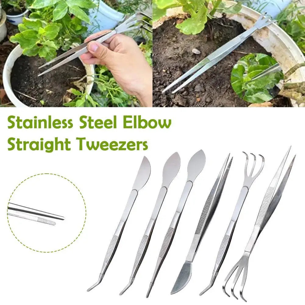 Bonsai Tool Kit 6Pcs Succulent Tools Set Mini Tweezers Rake Transplanting Garden Tools for Indoor Gardening Flower Pot Cactus