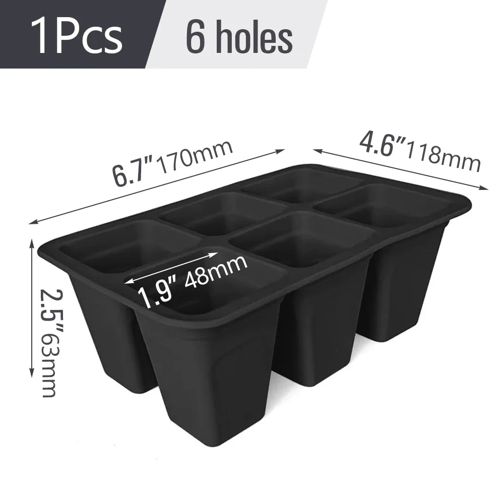 Silicone 4/6/12 Cell Seed Starting Tray Indoor Garden Nursery Pots Seedling Germination Container Propagation Grow Box Reusable