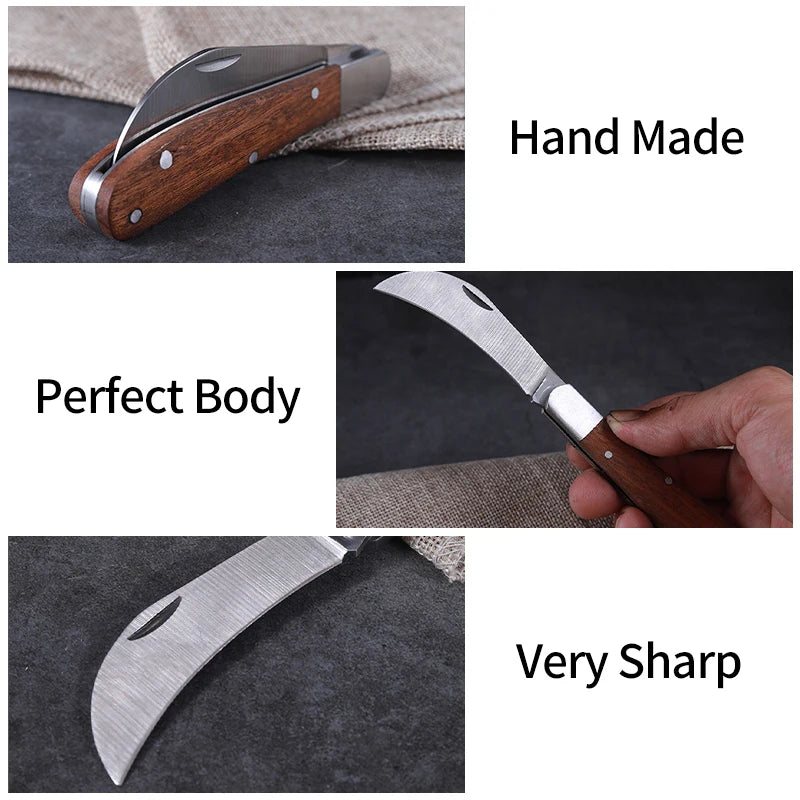 Garden Folding Grafting Knife Bonsai Cutting Pruning Tools For Fruit Tree Professional Cutter Wooden Handle Stainless Steel