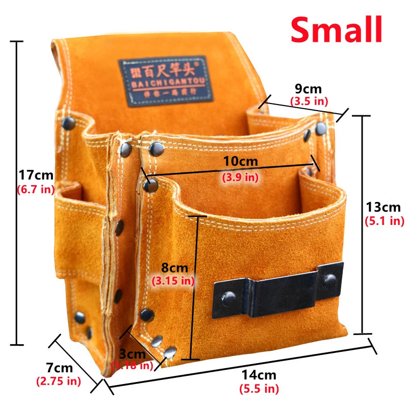 Portable Tool Bag Small Storage Bag Waist Bag Tool Organizer Gardening Repair Accessories Tool Leather Material Belt Belt