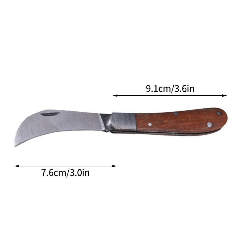 Garden Folding Grafting Knife Bonsai Cutting Pruning Tools For Fruit Tree Professional Cutter Wooden Handle Stainless Steel