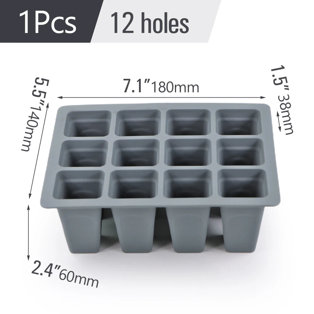 Silicone 4/6/12 Cell Seed Starting Tray Indoor Garden Nursery Pots Seedling Germination Container Propagation Grow Box Reusable