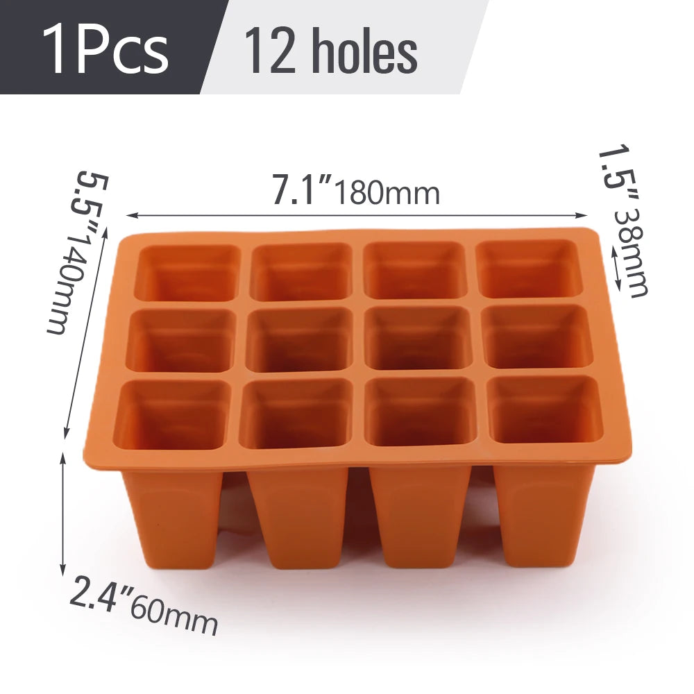 Silicone 4/6/12 Cell Seed Starting Tray Indoor Garden Nursery Pots Seedling Germination Container Propagation Grow Box Reusable