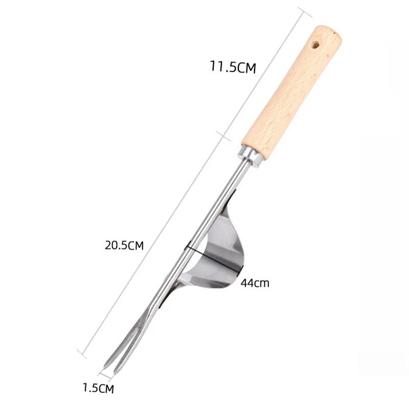 1PC Long Wood Handle Stainless Steel Garden Weeder Hand Weeding Removal Cutter Puller Tools Multifunction Weeder Transplant