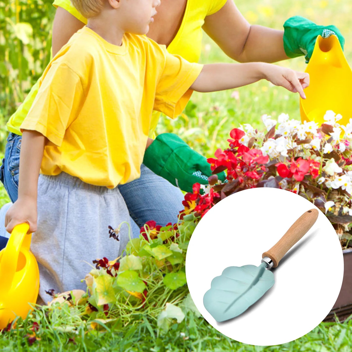 Little Gardener Tool Set Kids Garden Shovel Rake Fork with Sturdy Wooden Handle Mini Garden Tools for Kids Gardening Set