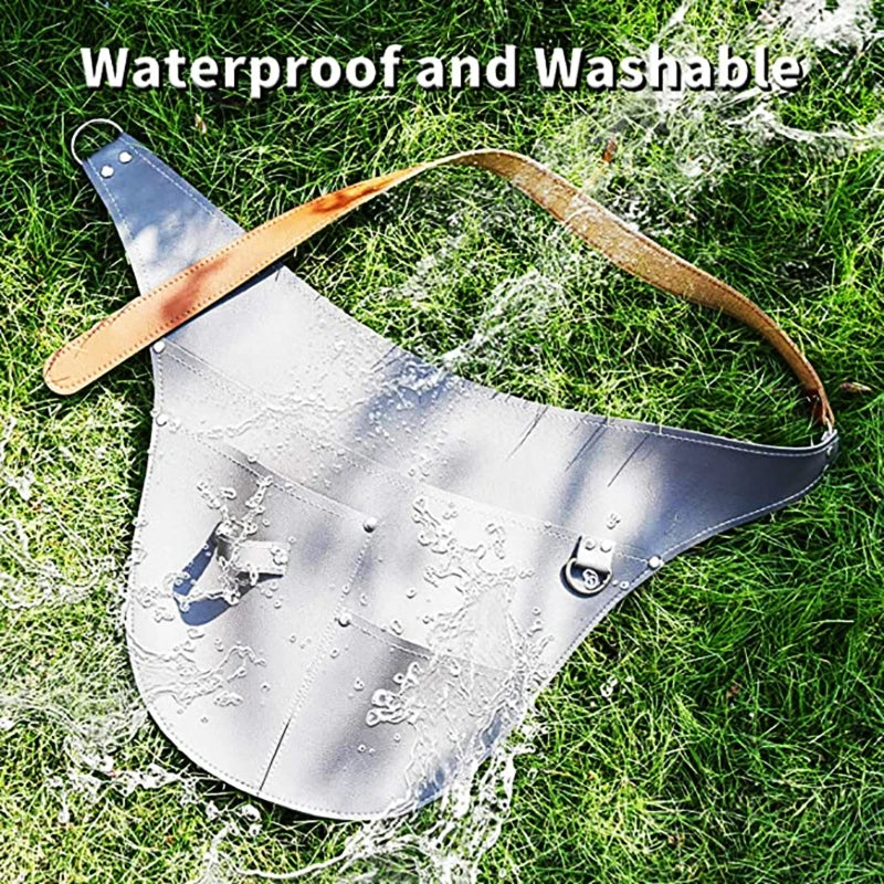 Mulitfunctional Imitation Leather Garden Tools Belt Holster Adjustable Waist Pouch Waterproof Gardening Work Apron Bag