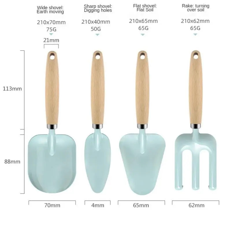 1/4Pcs Garden Tools Toys Colorful Kids Gardening Tools Mini Wooden Handle Trowel Shovel Fork Gardening Tool Play House Toys