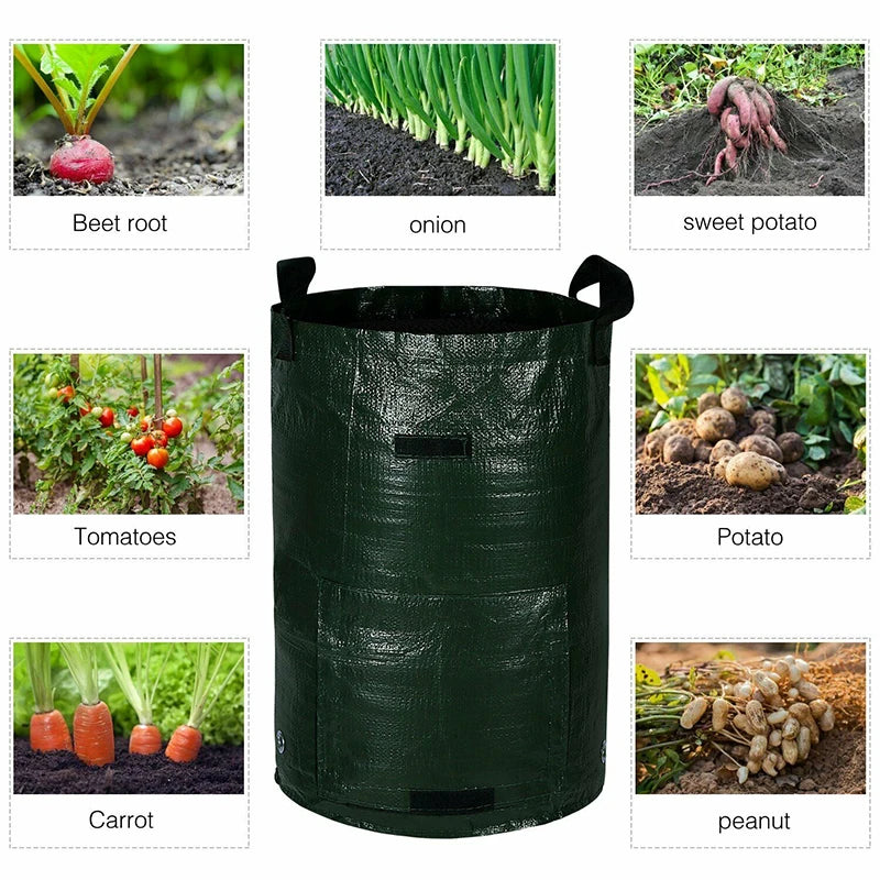 Potato Grow Bags PE Vegetable Grow Bags with Handle Thickened Vegetable Onion Plant Bag Outdoor Garden Pots 3/5/7/10 Gallon