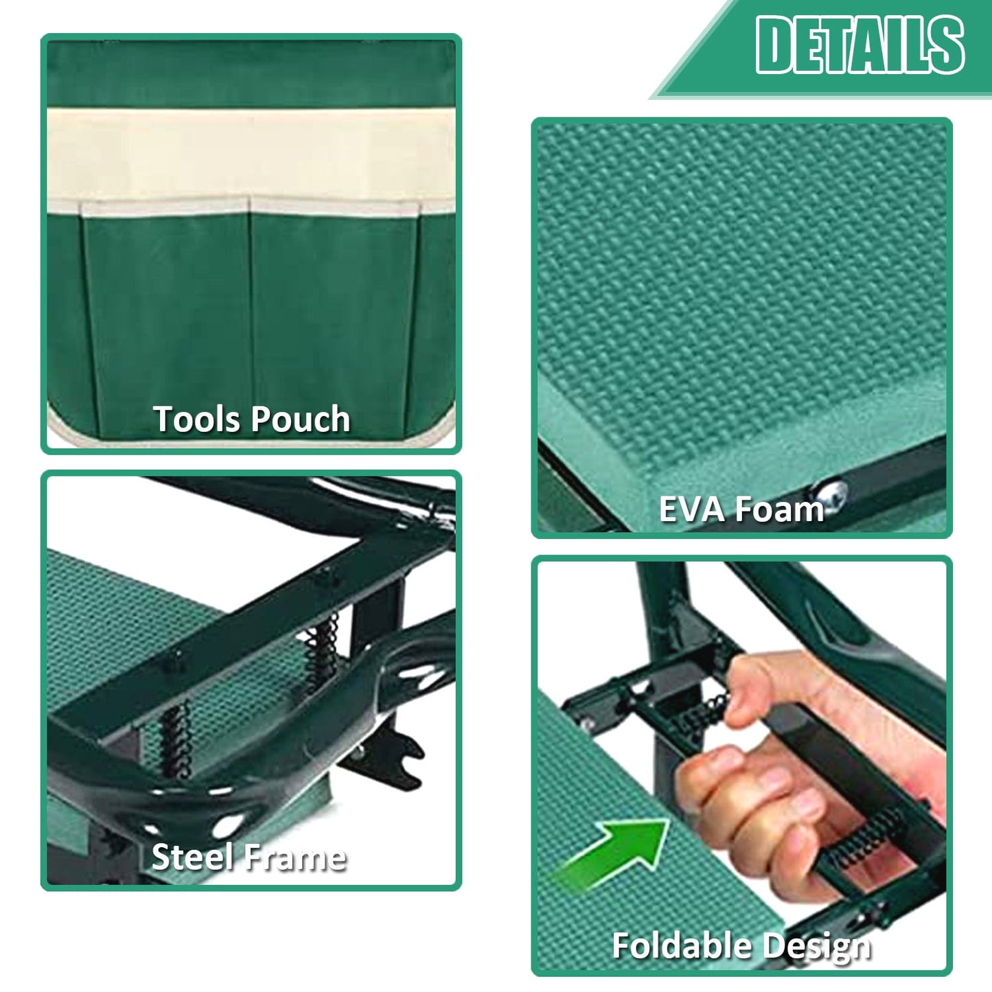 Garden Kneeler and Seat, Soft EVA Kneeling Pad Stool with Tool Pouch,