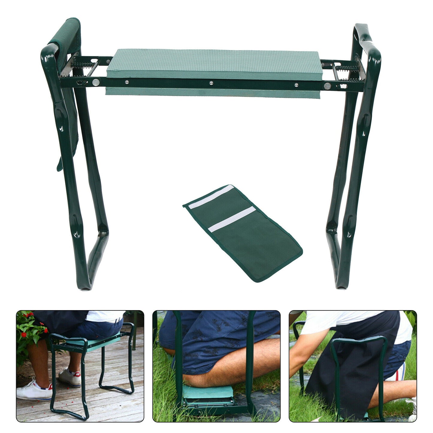 Miumaeov Garden Folding Stool Garden Kneeler with Eva Cushion and 2 To